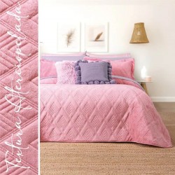 Edredón Velvet rosa con fundas capitonado sin hilo