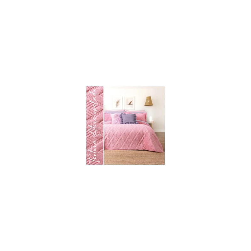 Edredón Velvet rosa con fundas capitonado sin hilo