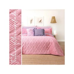 Edredón Velvet rosa con fundas capitonado sin hilo